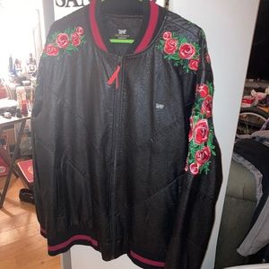 Leather red rose jacket